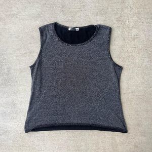 Notations Black Silver Sparkly Tank Size XL High‎ Neck Reflective Top